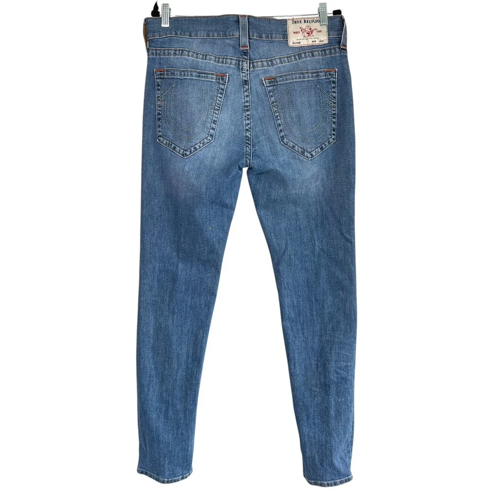 True‎ Religion Mens Rocco Relaxed Skinny Jeans 34x32 Blue Distressed Stretch